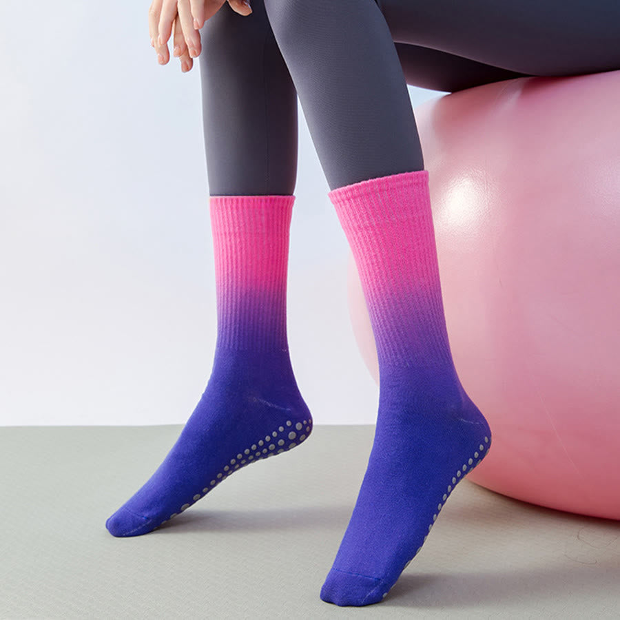 Chaussettes de yoga Olivenorma à dégradé de couleurs, mi-mollet, semelle intégrale antidérapante en silicone pour femme - image 6