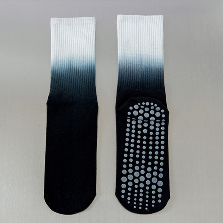 Chaussettes de yoga Olivenorma à dégradé de couleurs, mi-mollet, semelle intégrale antidérapante en silicone pour femme - Noir - 10 paires - image 9