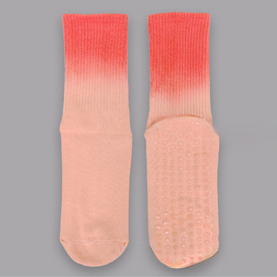 Chaussettes de yoga Olivenorma à dégradé de couleurs, mi-mollet, semelle intégrale antidérapante en silicone pour femme - Rose - 10 paires - image 25