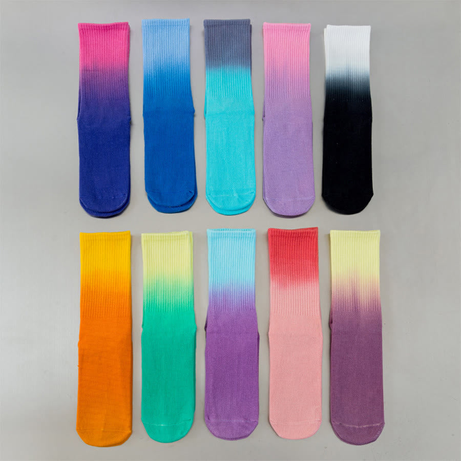 Chaussettes de yoga Olivenorma à dégradé de couleurs, mi-mollet, semelle intégrale antidérapante en silicone pour femme - image 3