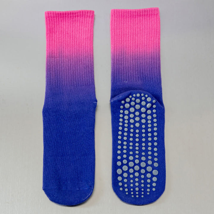 Chaussettes de yoga Olivenorma à dégradé de couleurs, mi-mollet, semelle intégrale antidérapante en silicone pour femme - Rouge-violet - 10 paires - image 4