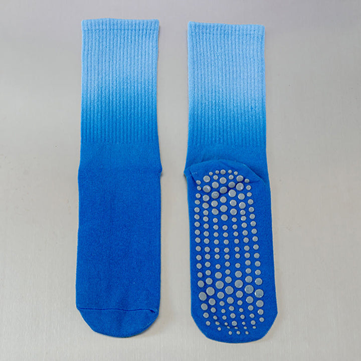 Chaussettes de yoga Olivenorma à dégradé de couleurs, mi-mollet, semelle intégrale antidérapante en silicone pour femme - Bleu profond - 10 paires - image 8