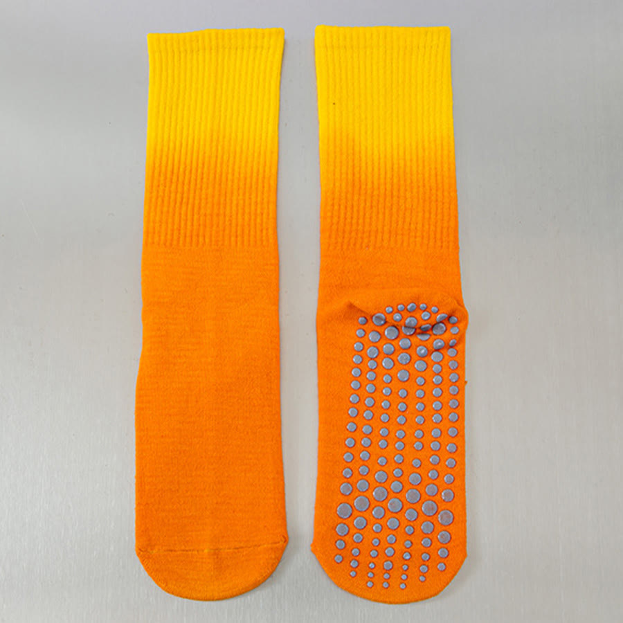 Chaussettes de yoga Olivenorma à dégradé de couleurs, mi-mollet, semelle intégrale antidérapante en silicone pour femme - Orange - 10 paires - image 7