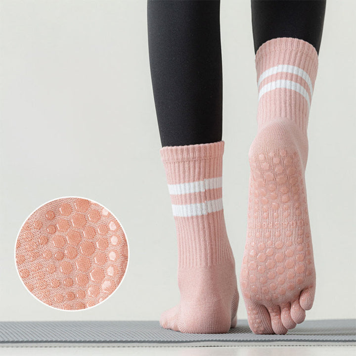 Chaussettes de yoga Olivenorma pour femmes, mi-mollet, semelle intégrale en silicone antidérapante et rembourrage en maille élastique. - image 17
