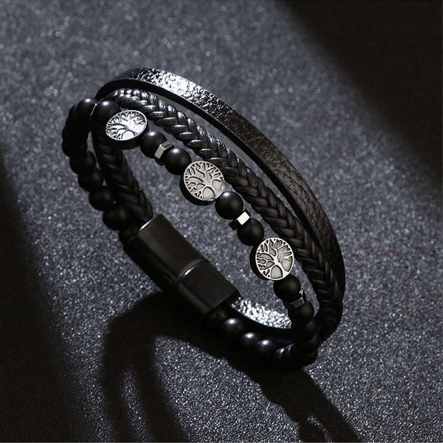 Bracelet Olivenorma style bohème en cuir tressé et perles à motifs de symboles naturels - image 8