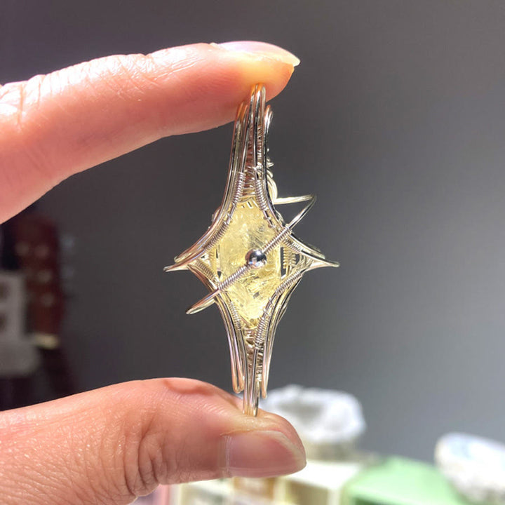 Collier Olivenorma à thème céleste en améthyste et aigue-marine, pierres naturelles enroulées de fil. - Citrine et planète - image 12