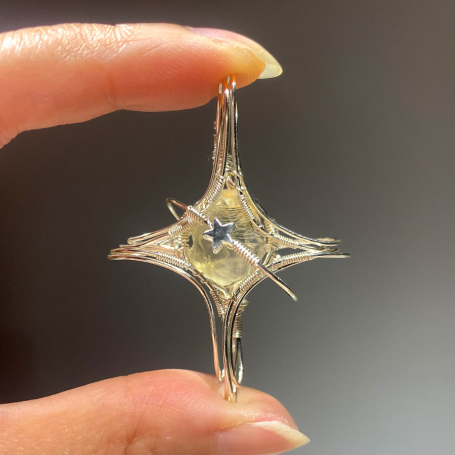 Collier Olivenorma à thème céleste en améthyste et aigue-marine, pierres naturelles enroulées de fil. - Citrine et Starburst - image 13