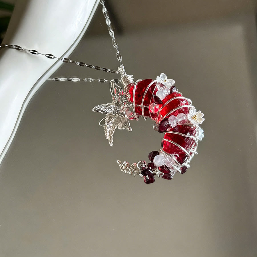 Collier avec pendentif croissant de lune en cristal Olivenorma et accents papillon et étoile - image 2