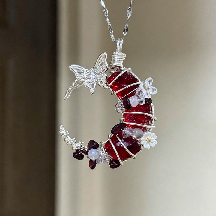 Collier avec pendentif croissant de lune en cristal Olivenorma et accents papillon et étoile - image 1