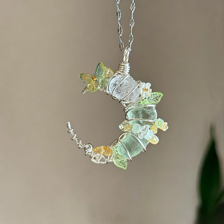 Collier avec pendentif croissant de lune en cristal Olivenorma et accents papillon et étoile - Fluorine - image 8