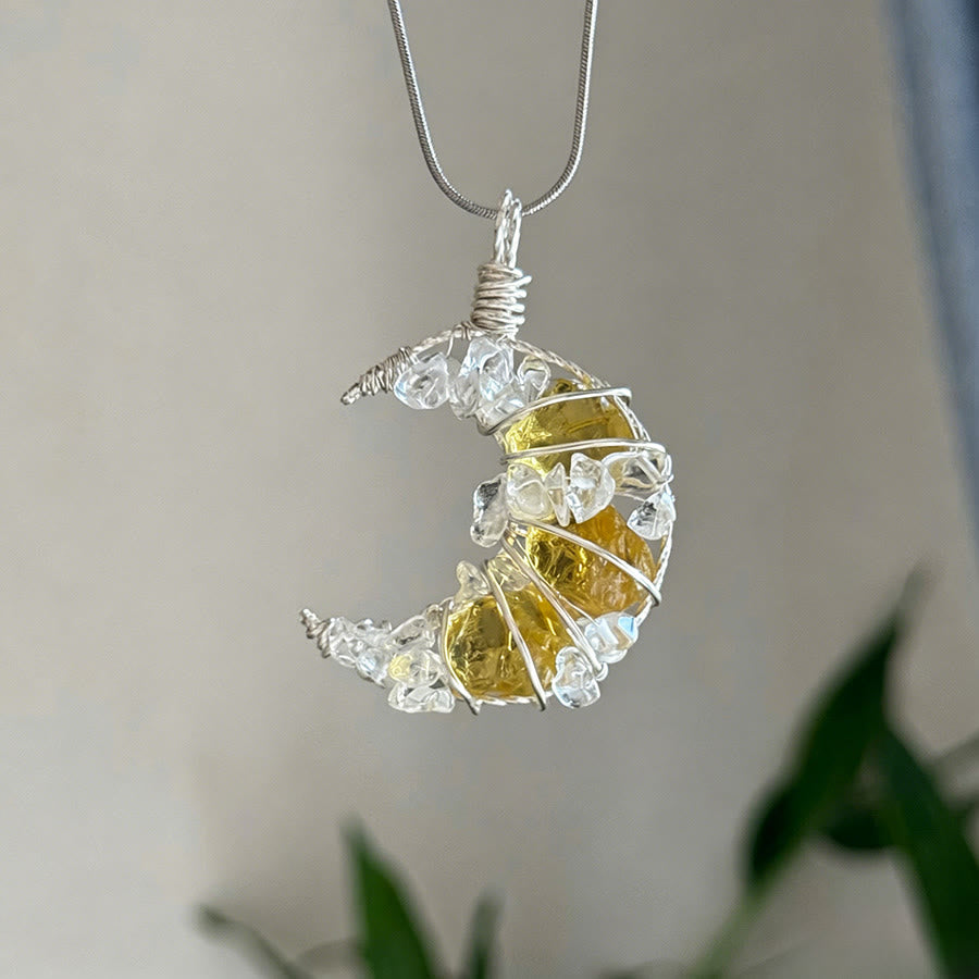Collier avec pendentif croissant de lune en cristal Olivenorma et accents papillon et étoile - Citrine - image 14