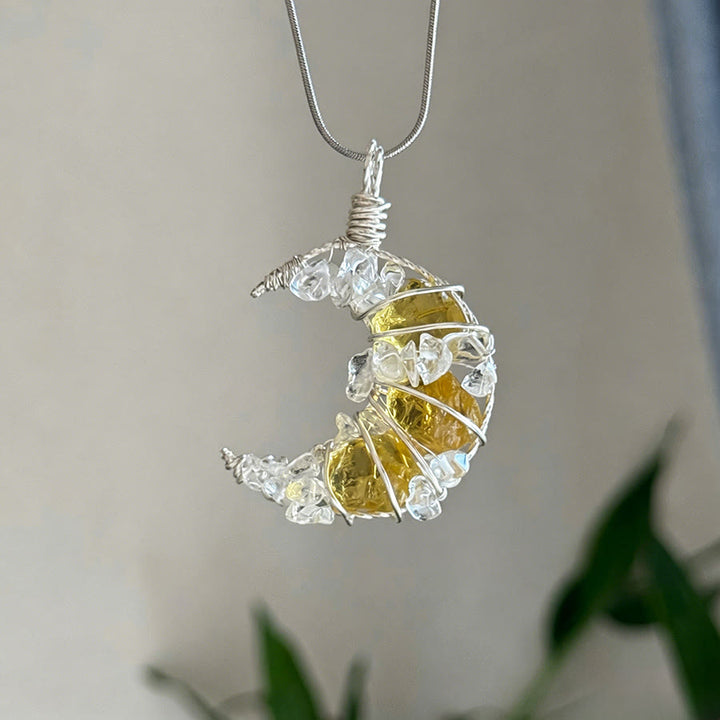 Collier avec pendentif croissant de lune en cristal Olivenorma et accents papillon et étoile - Citrine - image 14