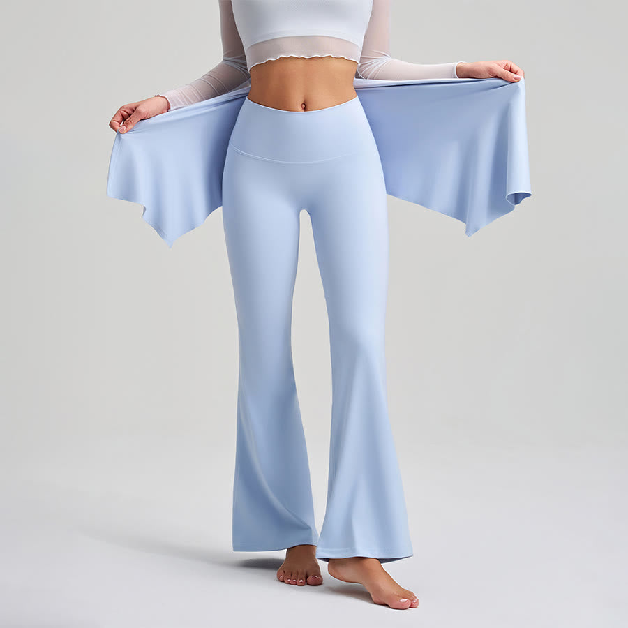 Jupe asymétrique Olivenorma avec superposition de boutons et taille haute, coupe bootcut, pantalon de yoga pour femme - image 4