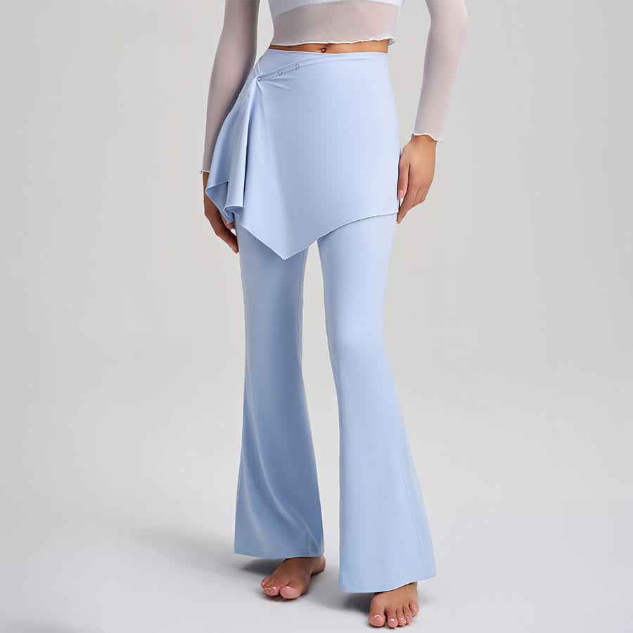 Jupe asymétrique Olivenorma avec superposition de boutons et taille haute, coupe bootcut, pantalon de yoga pour femme - image 5