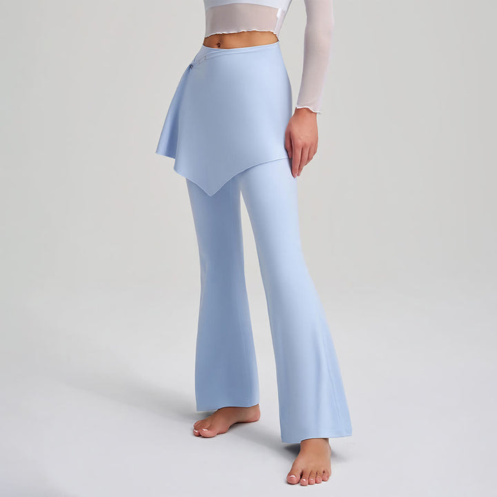 Jupe asymétrique Olivenorma avec superposition de boutons et taille haute, coupe bootcut, pantalon de yoga pour femme - image 3