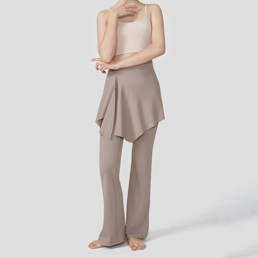 Pantalon de yoga Olivenorma à jupe superposée et taille haute évasée pour femme - image 5