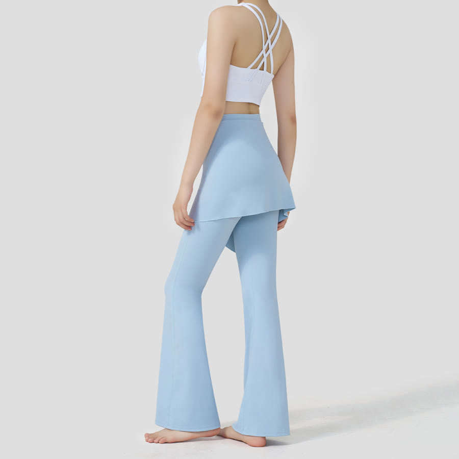 Pantalon de yoga Olivenorma à jupe superposée et taille haute évasée pour femme - image 11