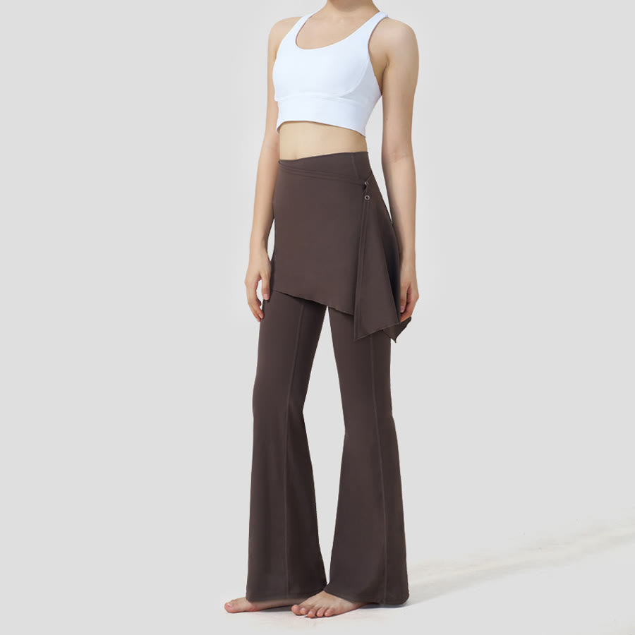 Pantalon de yoga Olivenorma à jupe superposée et taille haute évasée pour femme - image 1