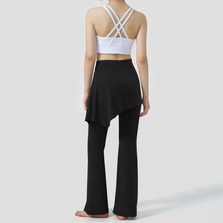 Pantalon de yoga Olivenorma à jupe superposée et taille haute évasée pour femme - image 8