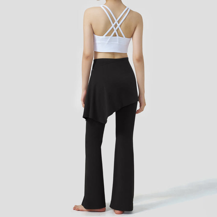 Pantalon de yoga Olivenorma à jupe superposée et taille haute évasée pour femme - image 8