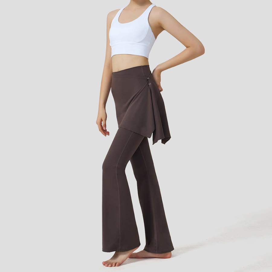 Pantalon de yoga Olivenorma à jupe superposée et taille haute évasée pour femme - image 2