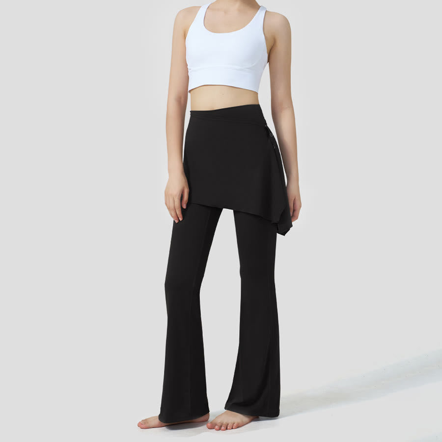 Pantalon de yoga Olivenorma à jupe superposée et taille haute évasée pour femme - image 9
