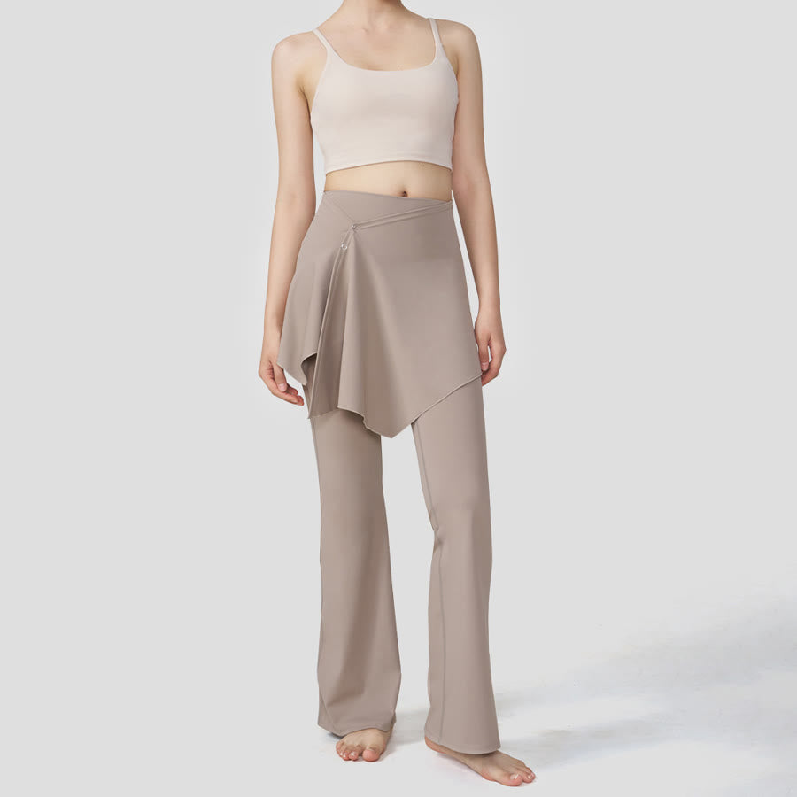 Pantalon de yoga Olivenorma à jupe superposée et taille haute évasée pour femme - image 6