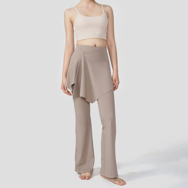 Pantalon de yoga Olivenorma à jupe superposée et taille haute évasée pour femme - image 6