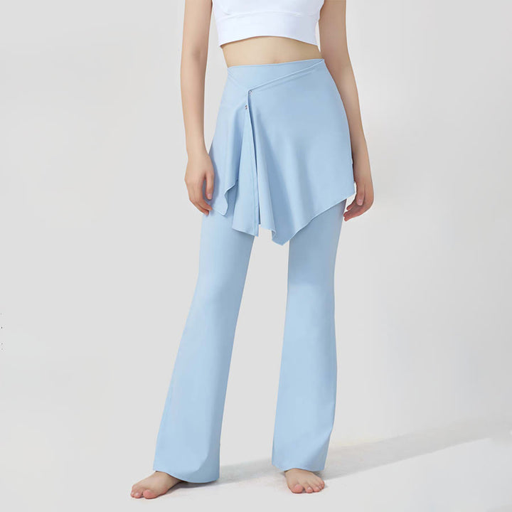Pantalon de yoga Olivenorma à jupe superposée et taille haute évasée pour femme - image 12