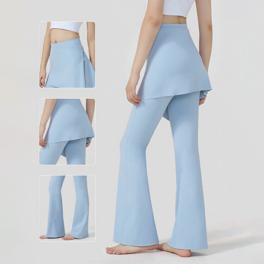 Pantalon de yoga Olivenorma à jupe superposée et taille haute évasée pour femme - image 13
