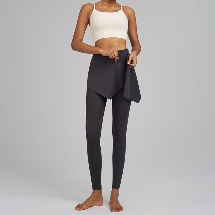 Pantalon de yoga long pour femme Olivenorma, taille haute, avec détail de jupe portefeuille - image 12
