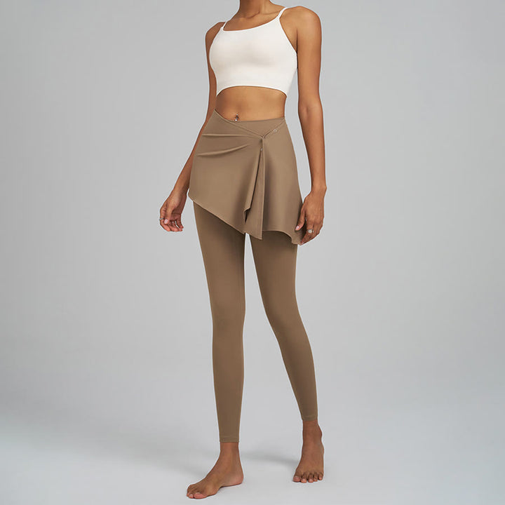 Pantalon de yoga long pour femme Olivenorma, taille haute, avec détail de jupe portefeuille - image 8