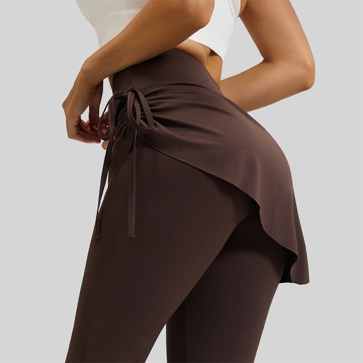 Jupe portefeuille taille haute Olivenorma avec cordon de serrage et pantalon de yoga pour femme - image 4