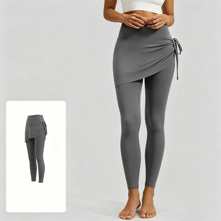Jupe portefeuille taille haute Olivenorma avec cordon de serrage et pantalon de yoga pour femme - Gris Rocher de Mer - XXL - image 8