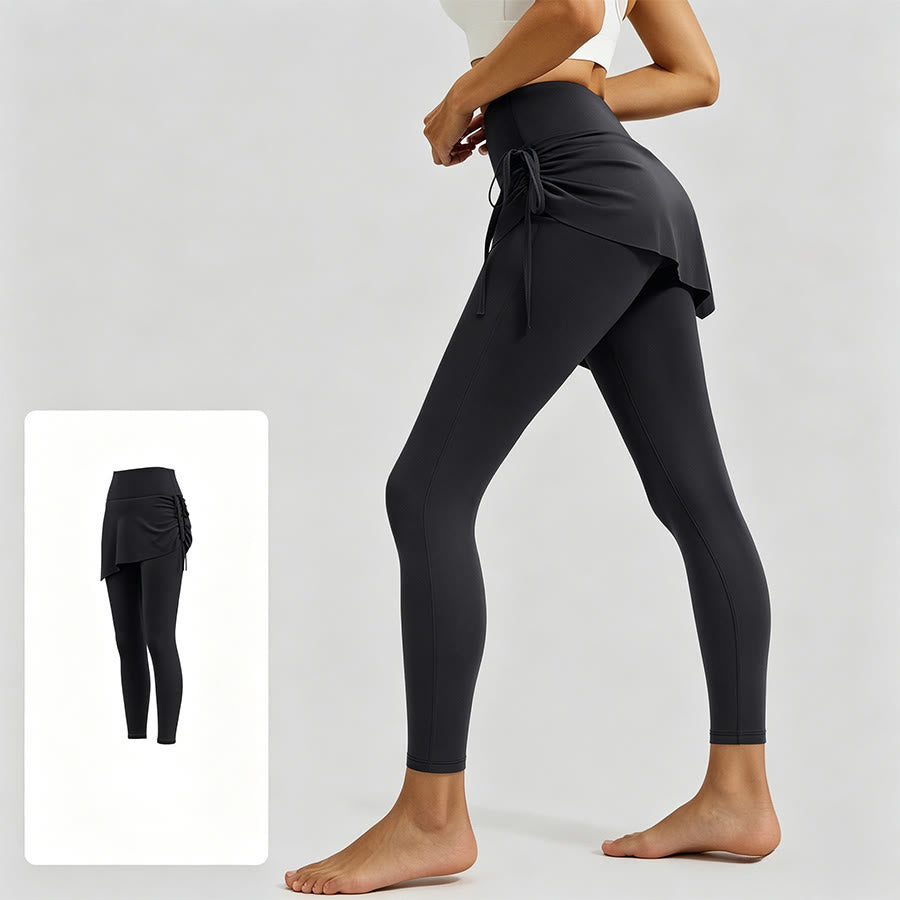 Jupe portefeuille taille haute Olivenorma avec cordon de serrage et pantalon de yoga pour femme - Gris anthracite - XXL - image 10
