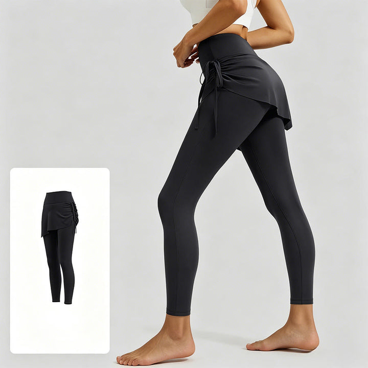 Jupe portefeuille taille haute Olivenorma avec cordon de serrage et pantalon de yoga pour femme - Gris anthracite - XXL - image 10