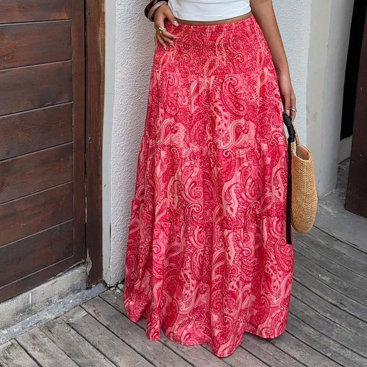 Robe longue à volants taille haute à imprimé cachemire Olivenorma Resort pour femme - image 13