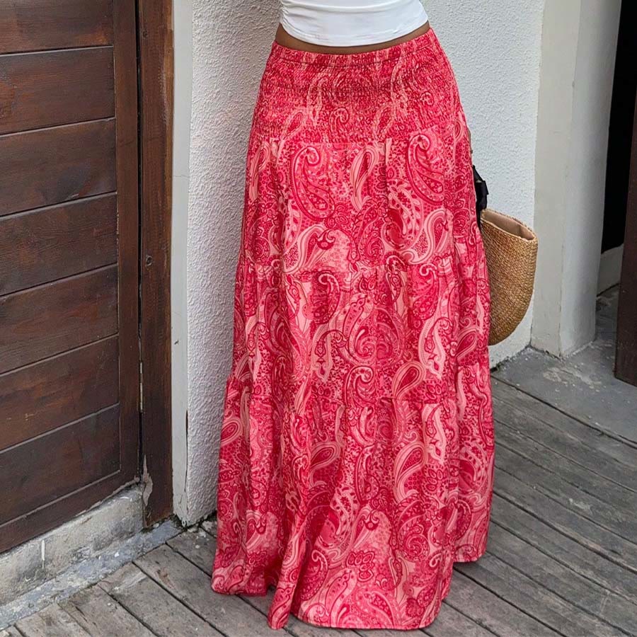 Robe longue à volants taille haute à imprimé cachemire Olivenorma Resort pour femme - image 11