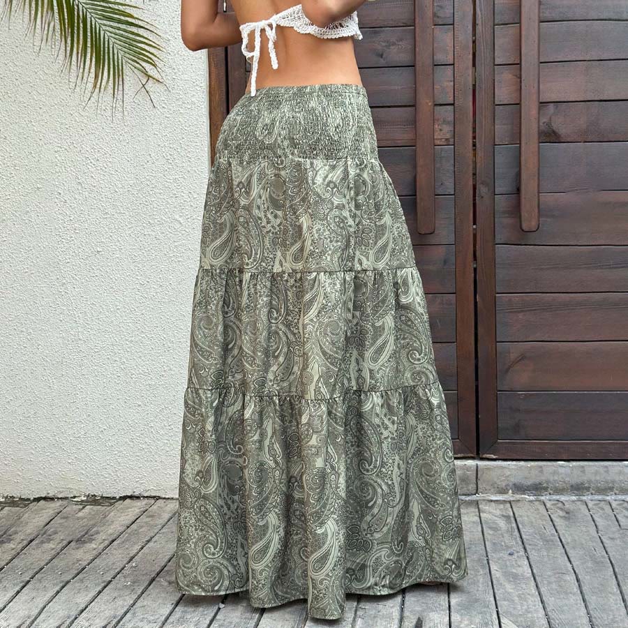 Robe longue à volants taille haute à imprimé cachemire Olivenorma Resort pour femme - image 6