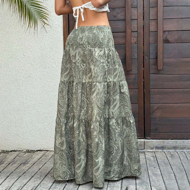 Robe longue à volants taille haute à imprimé cachemire Olivenorma Resort pour femme - image 6