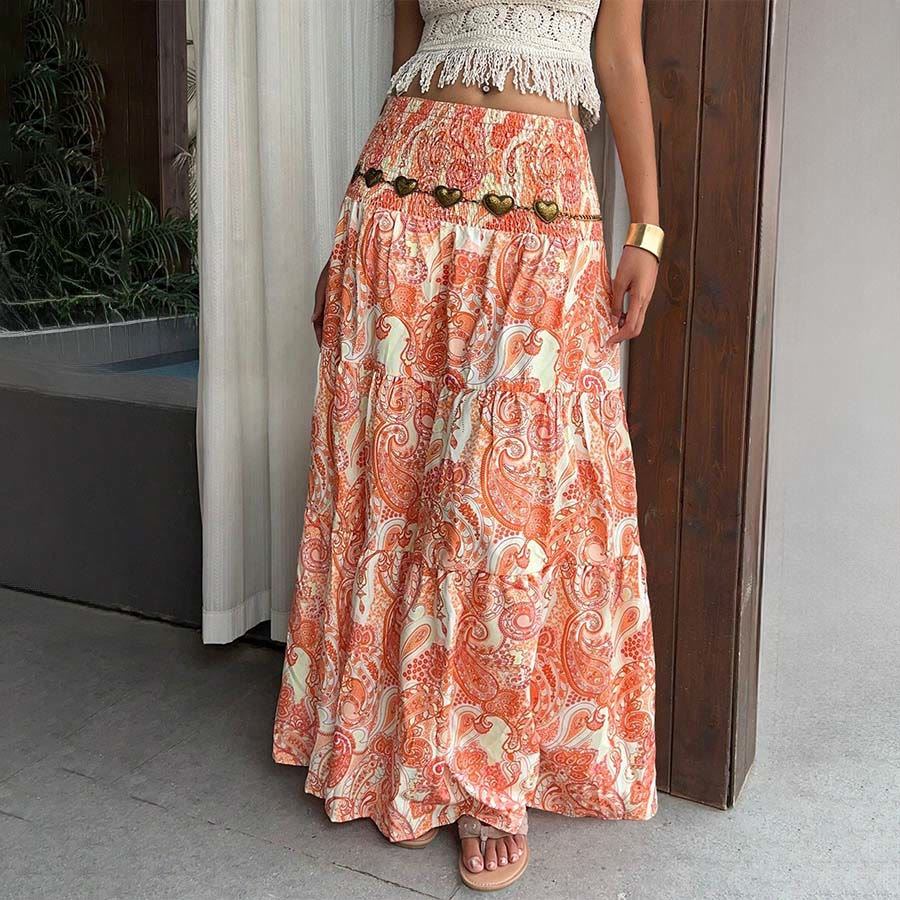 Robe longue à volants taille haute à imprimé cachemire Olivenorma Resort pour femme - image 21
