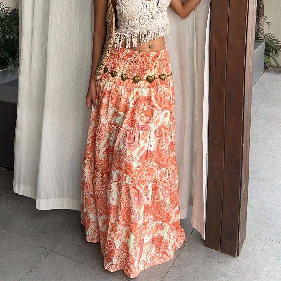 Robe longue à volants taille haute à imprimé cachemire Olivenorma Resort pour femme - image 20