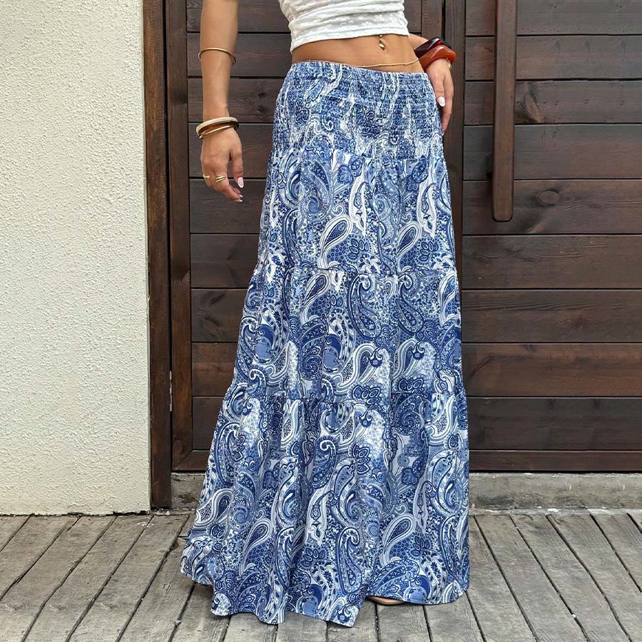 Robe longue à volants taille haute à imprimé cachemire Olivenorma Resort pour femme - image 30