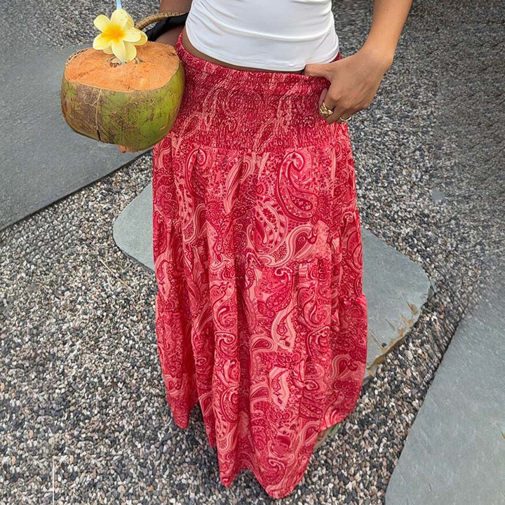 Robe longue à volants taille haute à imprimé cachemire Olivenorma Resort pour femme - image 12