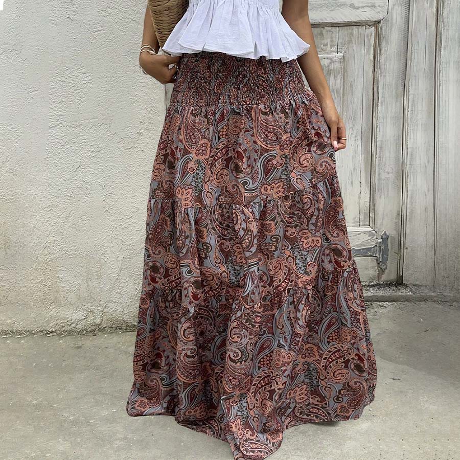 Robe longue à volants taille haute à imprimé cachemire Olivenorma Resort pour femme - image 27