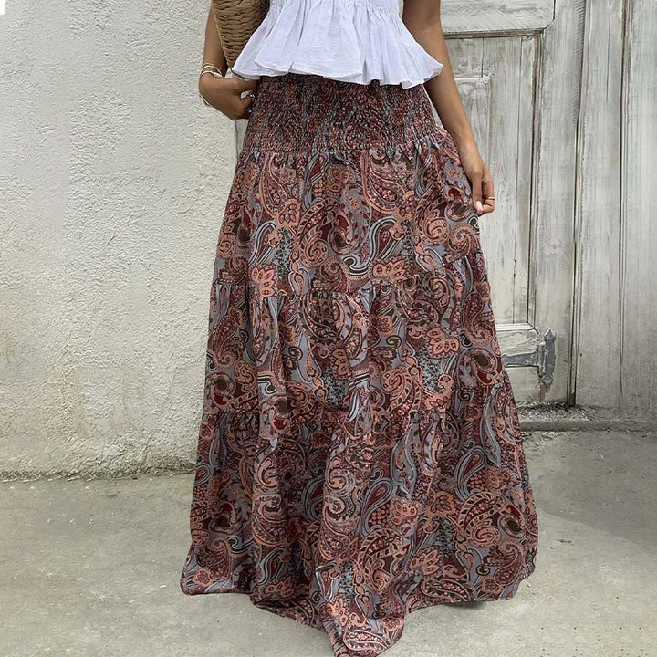 Robe longue à volants taille haute à imprimé cachemire Olivenorma Resort pour femme - image 27
