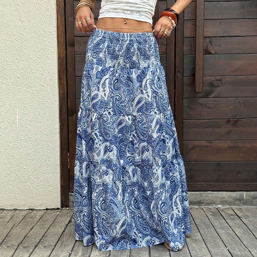 Robe longue à volants taille haute à imprimé cachemire Olivenorma Resort pour femme - image 31