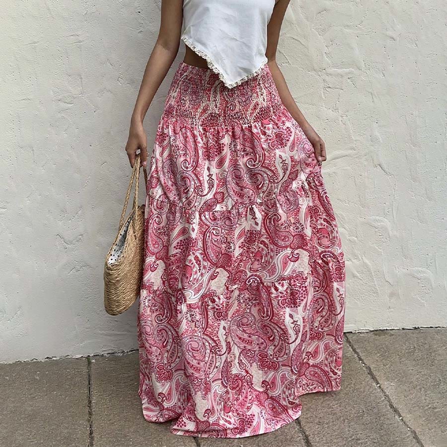 Robe longue à volants taille haute à imprimé cachemire Olivenorma Resort pour femme - image 17
