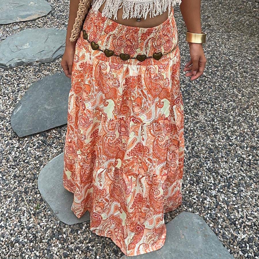 Robe longue à volants taille haute à imprimé cachemire Olivenorma Resort pour femme - image 22