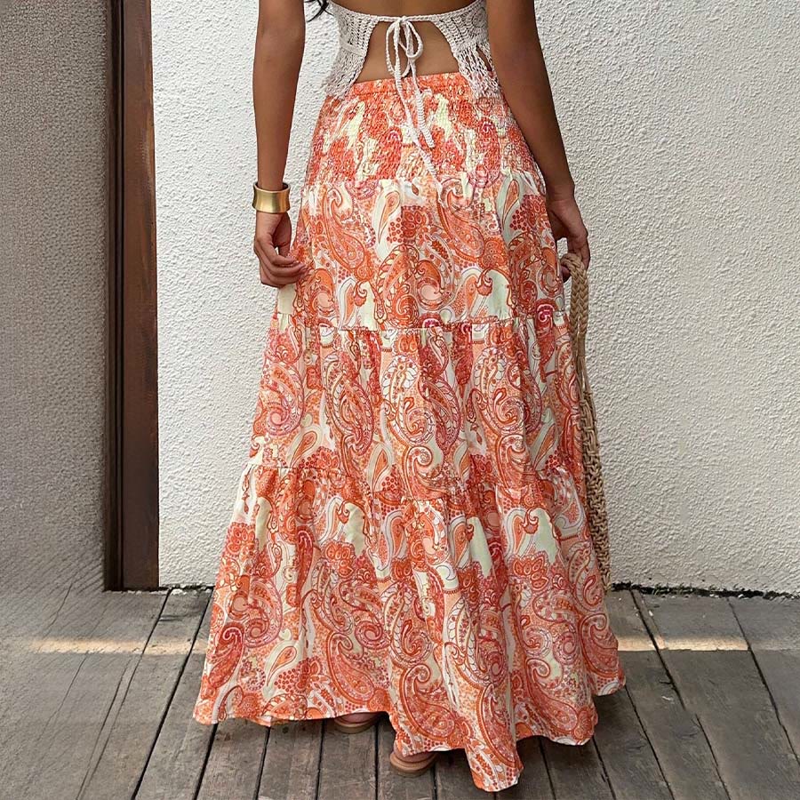 Robe longue à volants taille haute à imprimé cachemire Olivenorma Resort pour femme - image 23